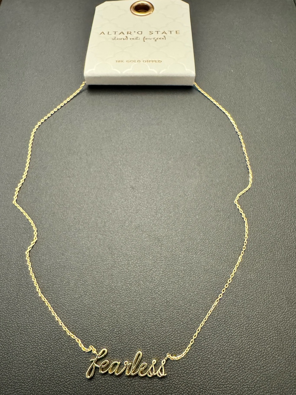 Altar'd State Gold Plated 'fearless' Script Necklace